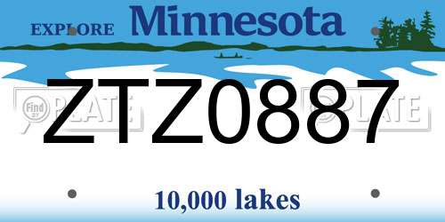ZTZ0887 Minnesota License Plate
