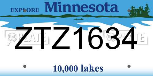 ZTZ1634 Minnesota License Plate
