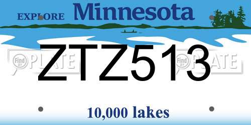 ZTZ513 Minnesota License Plate