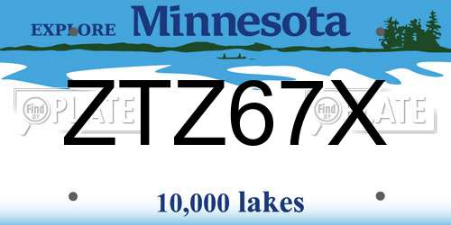 ZTZ67X Minnesota License Plate