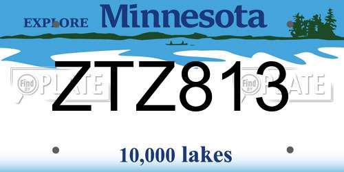 ZTZ813 Minnesota License Plate