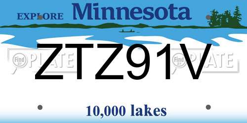 ZTZ91V Minnesota License Plate