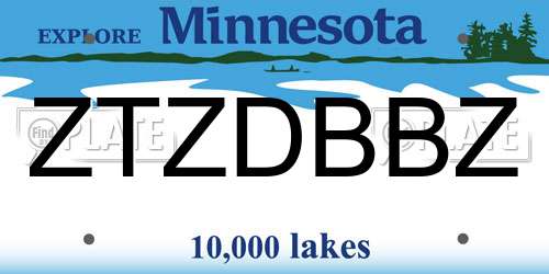 ZTZDBBZ Minnesota License Plate