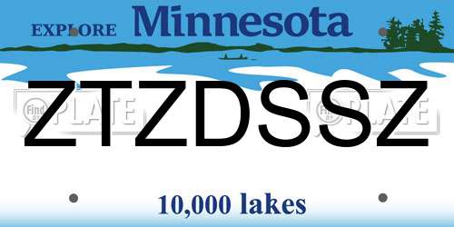 ZTZDSSZ Minnesota License Plate