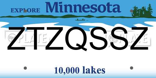 ZTZQSSZ Minnesota License Plate