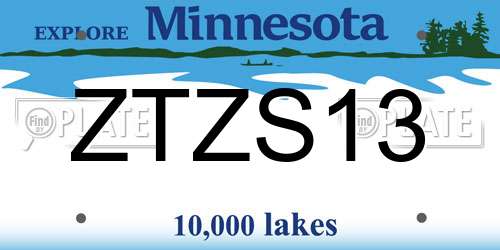 ZTZS13 Minnesota License Plate