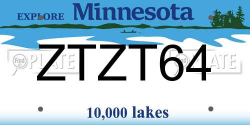 ZTZT64 Minnesota License Plate
