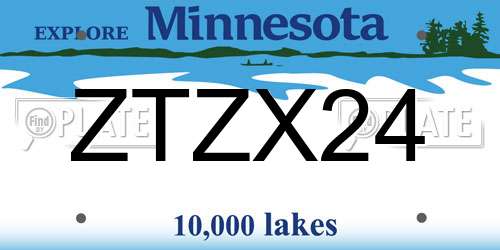ZTZX24 Minnesota License Plate