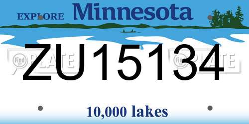 ZU15134 Minnesota License Plate