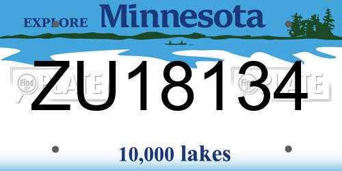 ZU18134 Minnesota License Plate