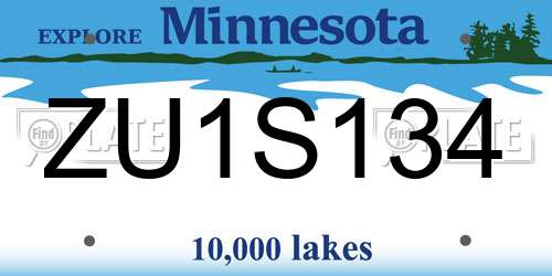 ZU1S134 Minnesota License Plate