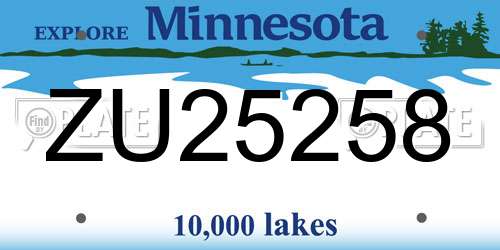 ZU25258 Minnesota License Plate