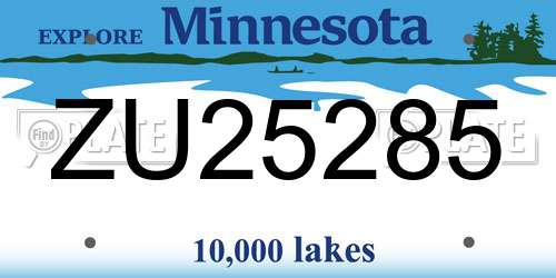 ZU25285 Minnesota License Plate