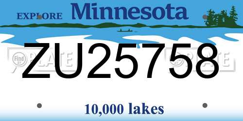 ZU25758 Minnesota License Plate