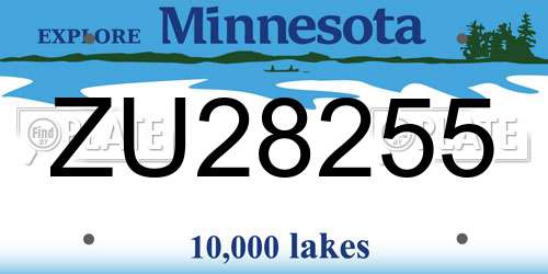 ZU28255 Minnesota License Plate