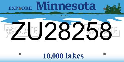 ZU28258 Minnesota License Plate