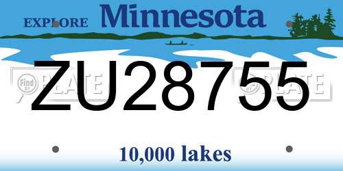 ZU28755 Minnesota License Plate
