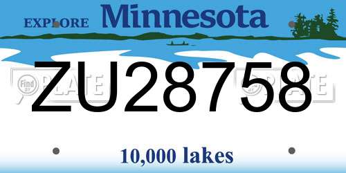 ZU28758 Minnesota License Plate
