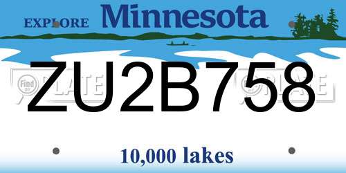 ZU2B758 Minnesota License Plate