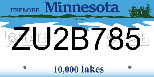 ZU2B785 Minnesota License Plate
