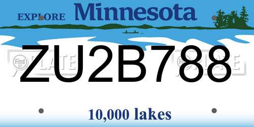 ZU2B788 Minnesota License Plate