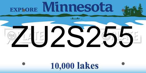 ZU2S255 Minnesota License Plate