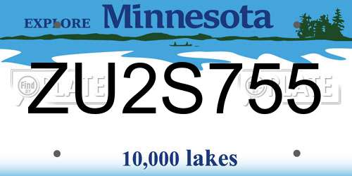 ZU2S755 Minnesota License Plate