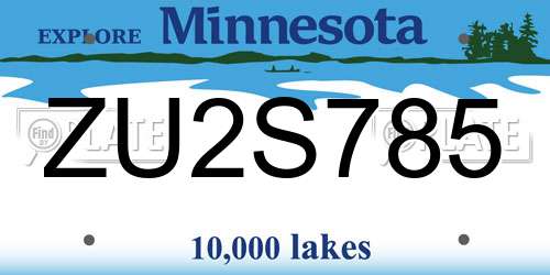 ZU2S785 Minnesota License Plate