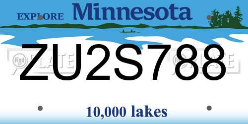 ZU2S788 Minnesota License Plate