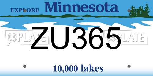 ZU365 Minnesota License Plate
