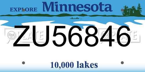 ZU56846 Minnesota License Plate