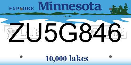 ZU5G846 Minnesota License Plate