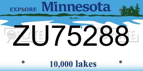 ZU75288 Minnesota License Plate