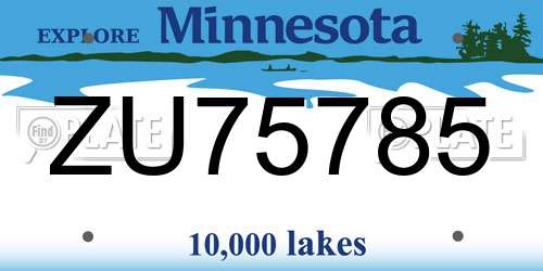 ZU75785 Minnesota License Plate