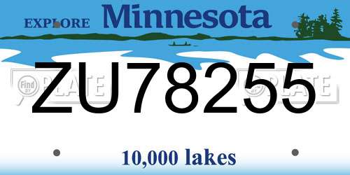 ZU78255 Minnesota License Plate