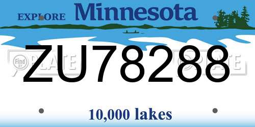 ZU78288 Minnesota License Plate