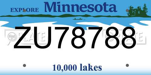 ZU78788 Minnesota License Plate