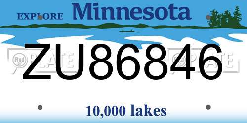 ZU86846 Minnesota License Plate
