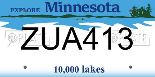 ZUA413 Minnesota License Plate
