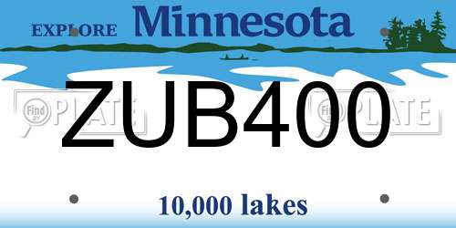 ZUB400 Minnesota License Plate