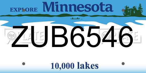 ZUB6546 Minnesota License Plate
