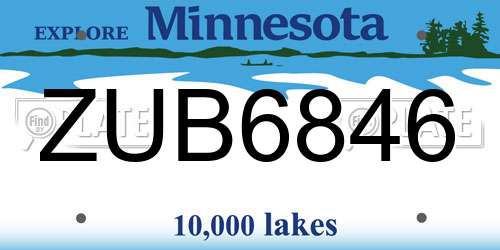 ZUB6846 Minnesota License Plate