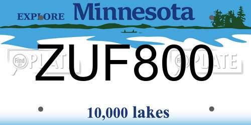 ZUF800 Minnesota License Plate