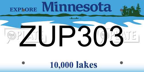 ZUP303 Minnesota License Plate