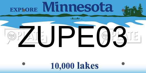 ZUPE03 Minnesota License Plate
