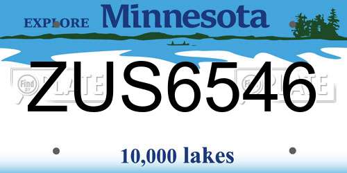 ZUS6546 Minnesota License Plate