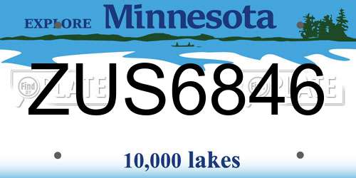 ZUS6846 Minnesota License Plate