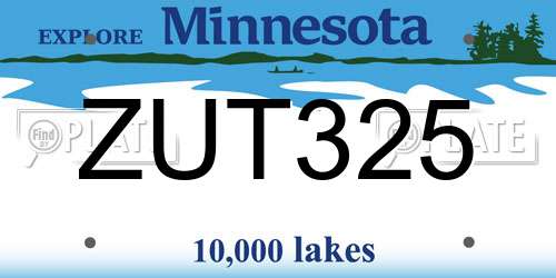 ZUT325 Minnesota License Plate