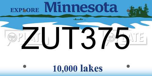 ZUT375 Minnesota License Plate