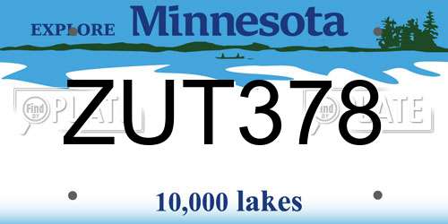 ZUT378 Minnesota License Plate